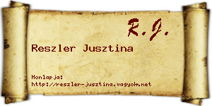 Reszler Jusztina névjegykártya